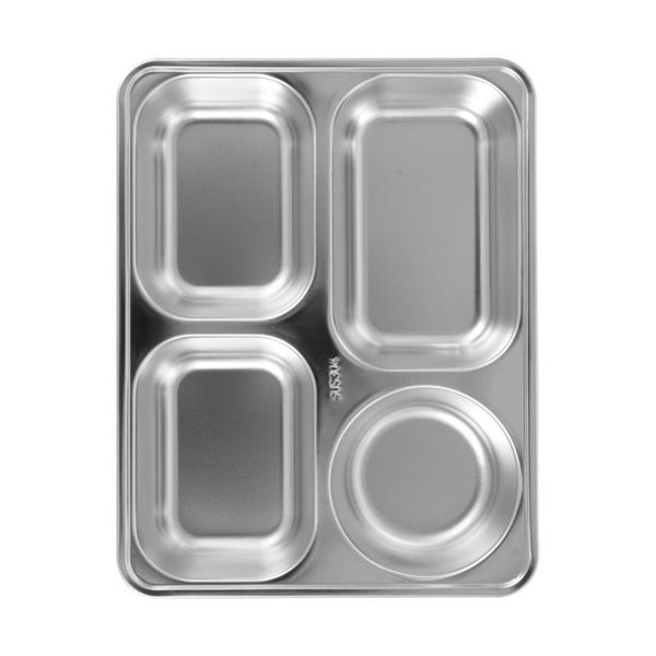 

dishes & plates 1pc stainless steel grid plate thickened tableware canteen tray