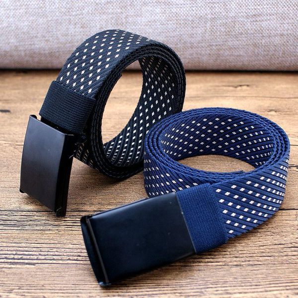 

belts metal buckle canvas belt matte black paint nylon men thickened and enlarged men's women's 3.8cm, Black;brown