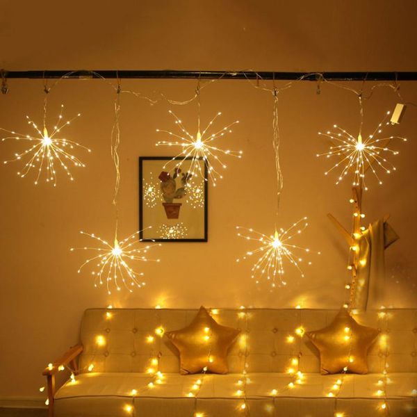 

outdoor 5pcs hanging starburst string lights led firework fairy light christmas garland light for home garden street xmas decor