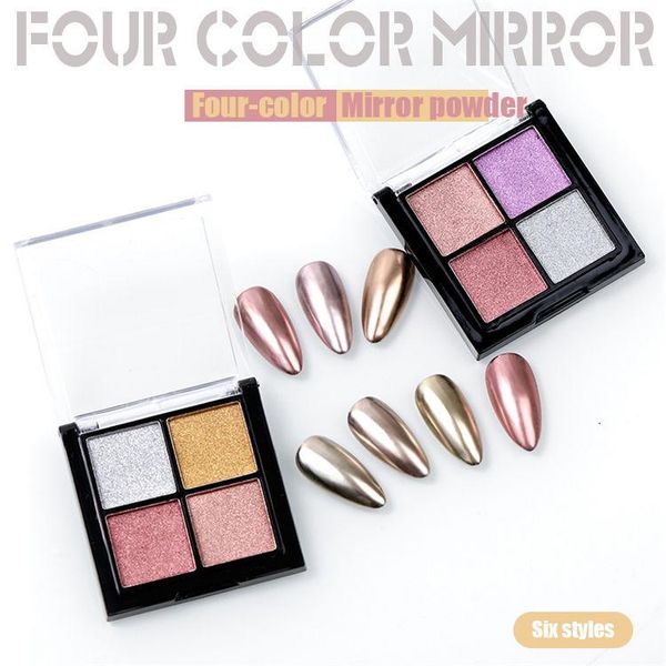 

2021new style nail glitter polish popular four-color solid mirror powder manicure mirror powder electroplating laser pow, Silver;gold