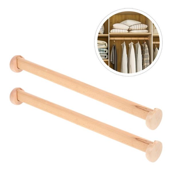 

hangers & racks 2pcs closet rods sturdy simple wardrobe clothes rails wood hanger