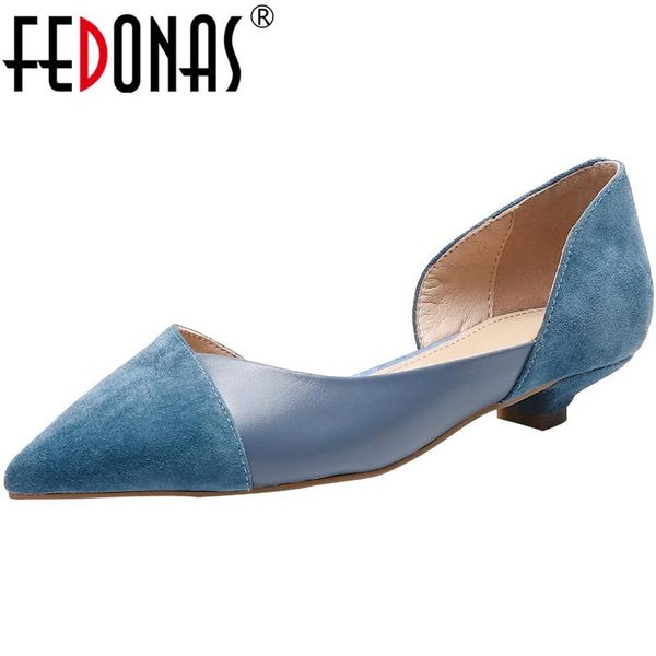 

dress shoes fedonas cow genine leather women pumps solid color 2021 sweet prom party retro spring woman, Black
