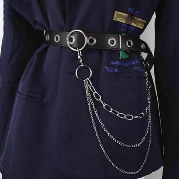 

keychains punk hip hop metal pants waist belt chain men women key big ring keychain jeans fashion decoration jewelry gift, Silver
