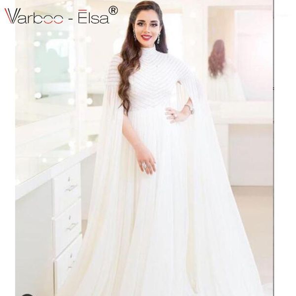 

dubai design white long evening dresses long sleeve beading luxury evening gowns 2019 romantic prom dress1, White;black
