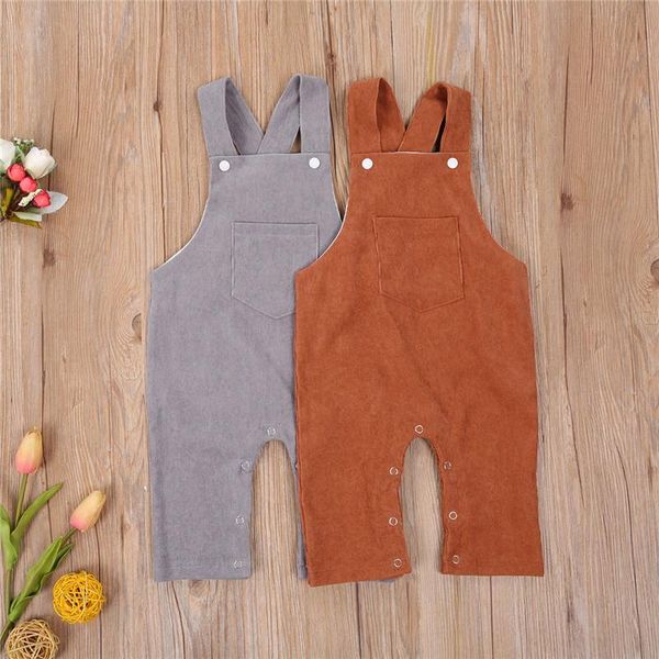 

jumpsuits baby girls boys casual suspender pants with pocket solid color buttons loose trousers straps romper overall born infant 0-24m, Blue