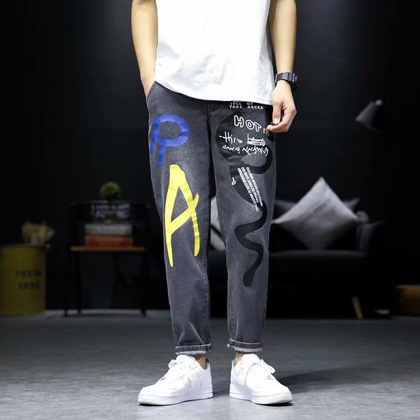 

fashion cargo korean style harajuku trend streetwear random elastic tail joggers men clothing broek, Black