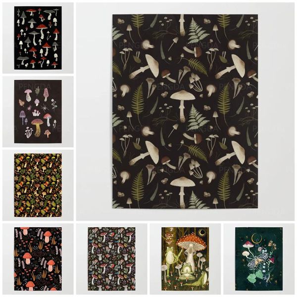 

paintings home decor mushroom pattern cartoon canvas print poster modern wall art modular picture bedroom background no frame