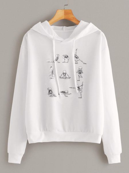 

women's hoodies & sweatshirts women sweatshirt autumn winter fashion long sleeve casual loose halloween skeleton trend print comfortabl, Black