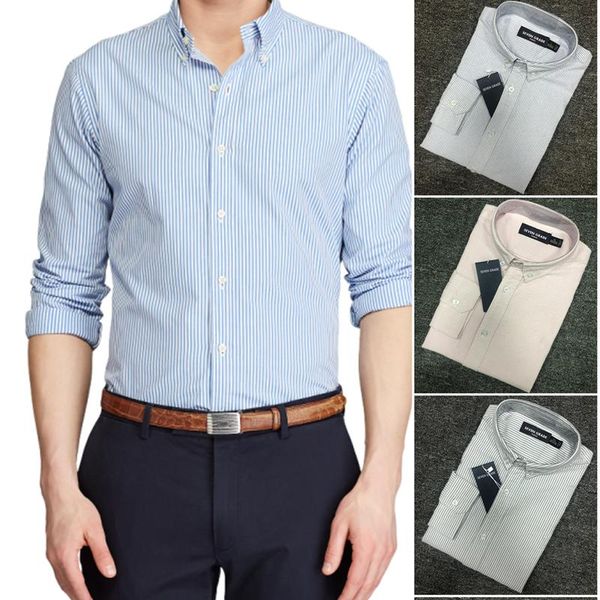 

men's casual shirts homme vertical stripe multicolour small horse 100% cotton camisa masculina men long sleeve dress hombre top, White;black