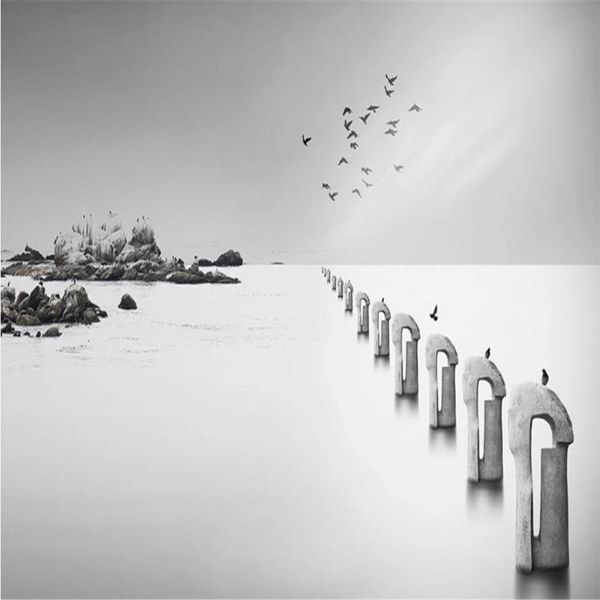 

wallpapers scenery abstract artistic conception black and white sea birds wallpaper background wall