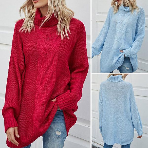 

women's sweaters women sweater dress knitted turtleneck pullover long solid color thick warm, White;black
