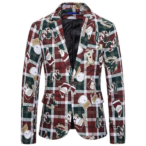 

women's suits & blazers christmas costume women printed suit jacket fall single button santa claus creative blazer, White;black