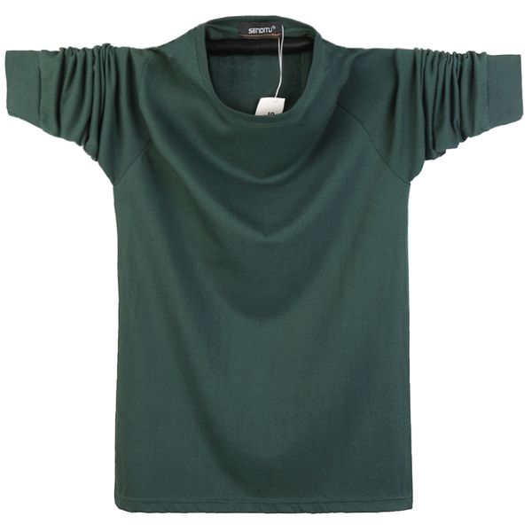 

2021 cotton spring autumn casual long t-shirts size big 5xl new men's shirt solid color homme t twtm, White;black