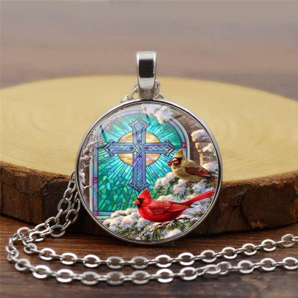 

charms ly cardinal bird retro necklace for love memory jewelry pendant lightweight design family loss gift m99, Bronze;silver