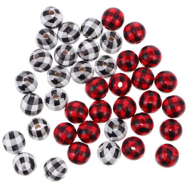 

decorative flowers & wreaths 40pcs check pattern wood bead diy pendant accessory