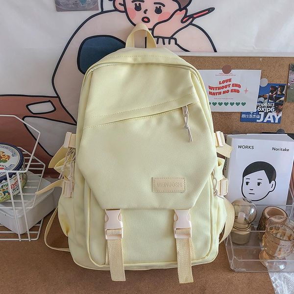 

backpack schoolbag female college students fashion solid color simple large capacity design sense junior high school