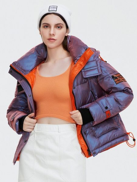 

gasman letter graphic patched colorblock puffer winter coat j4gh#, Black