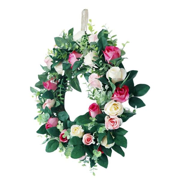 

1pc emulation rose garland delicate home door pendant wedding hanging decor