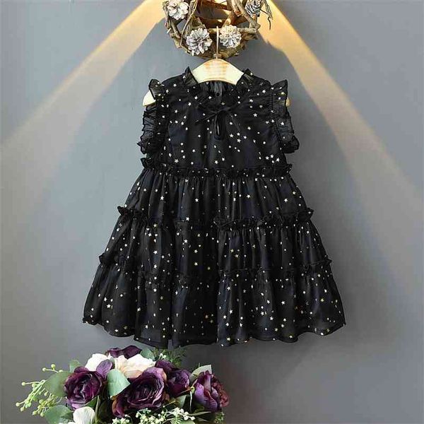 

dress summer star pattern children's princess for girls wedding evening costume 210528, Red;yellow