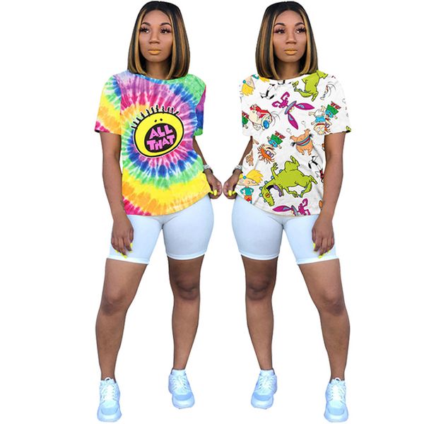

women t shirt ladies short sleeve cartoon print woman casual daily clothes ventilation refreshing summer 5 colors, White
