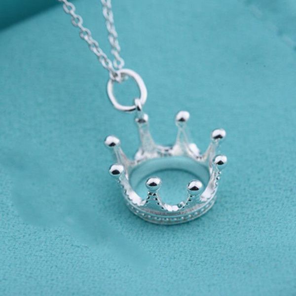 

chains 2021 high-quality tif 1:1 crown shiny with stone necklace luxury jewelry fashion brand couple ladies, Silver