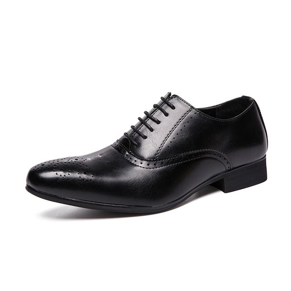 

new men dress shoes leather formal shoes men big size 38-47 oxford shoes for men fashion office flat, Black
