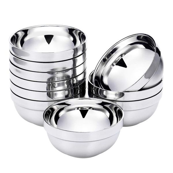 

10 pack stainless steel bowls set double-walled insulated baby serving bowls