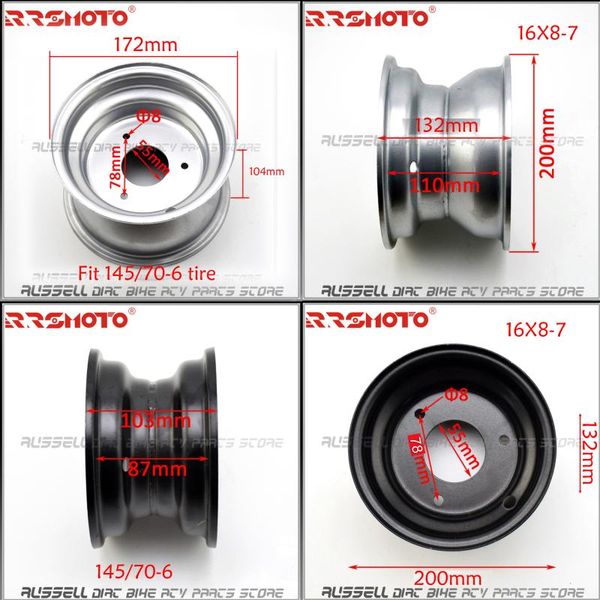 

motorcycle wheels & tires 6 inch 7 iron wheel rim 145/70-6 16x8-7 atv quad go karts