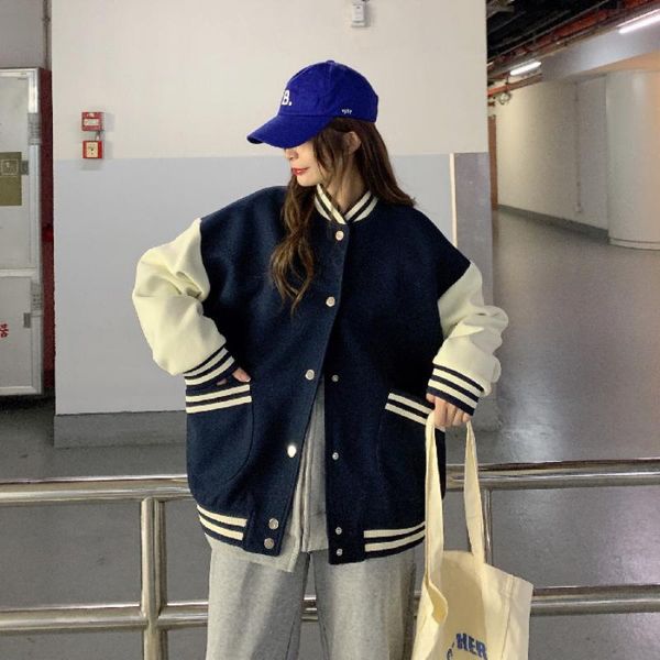 

women's jackets baseball uniform female spring and autumn wild couple girlfriends tide harajuku style street jacket, Black;brown
