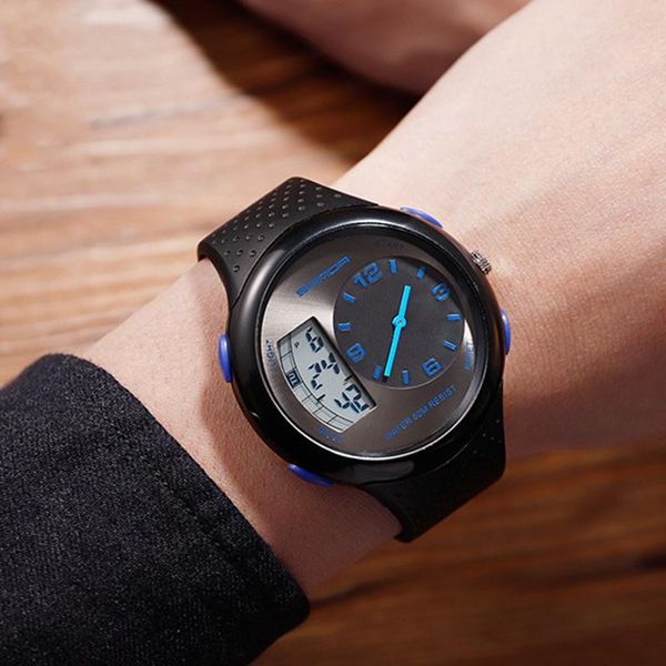 

wristwatches sanda black sport men digital watches luxury military quartz chronograph waterproof male clock relogio masculino, Slivery;brown