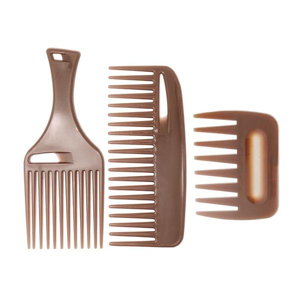 

wide teeth hairbrush fork comb men beard hairdressing brush barber shop styling tool salon accessory afro hairstyle, Silver