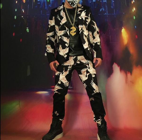 

men's suits & blazers nightclub take gogo bar singer dsdjmc stage costumes host cranes fashionable restore ancient ways suit m--xxl, White;black