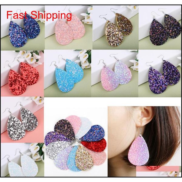 

pu sequins drop-shaped earrings bohemian shiny leather earrings drop jewelry long earrings 10colors fashion a jllngz bdegarden, Silver