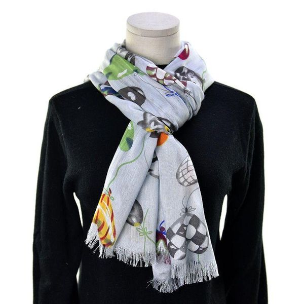

scarves , light floral ethnic style tassels sunscreen yarn imitation cashmere scarf women's bib shawl beach towel, Blue;gray