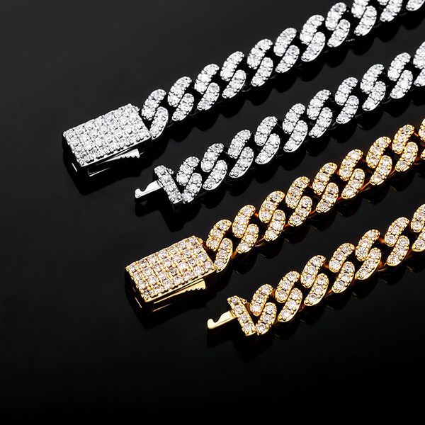 

6mm width miami cuban link chain necklace iced out full bling bling gold silver color plated fashion jewelry necklace