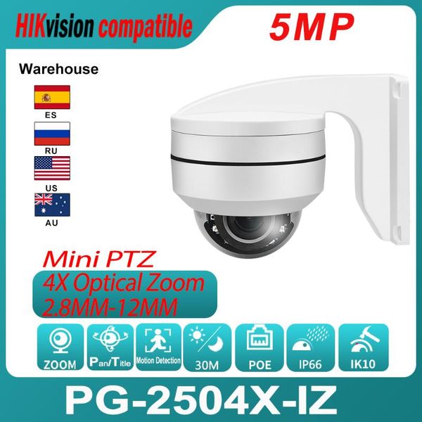 

hikvision compatible ptz ip camera 5mp ir poe 4x optical zoom mini dome ip67 ik10 motion detect wall bracket video surveillance