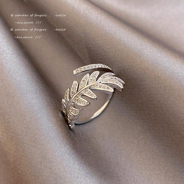 

cluster rings summer 2021 elegant silvery leaf korean fashion jewelry neo gothic girls unusual finger set accessories for woman, Golden;silver