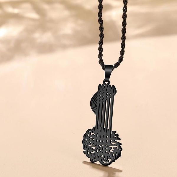 

chains stainless steel muslim pendant necklace, bismillah is a key that unlocks every door, calligraphy,, Silver
