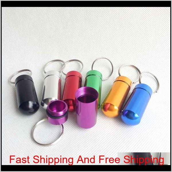 

round aluminum waterproof pill case box stash bottle holder jewelry container keyring keychain jar 48mm/52mm 7 colors qyluxc mj_bag