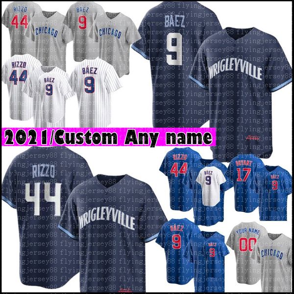 

2021 9 javier bÃ¡ez anthony rizzo jersey ryne sandberg 11 yu darvish baseball jerseys 22 jason heyward david bote ernie banks joe maddon, Blue;black