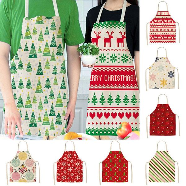 

linen plaid christmas apron apron kitchen baking cooking accessories navidad christmas decoration merry aprons