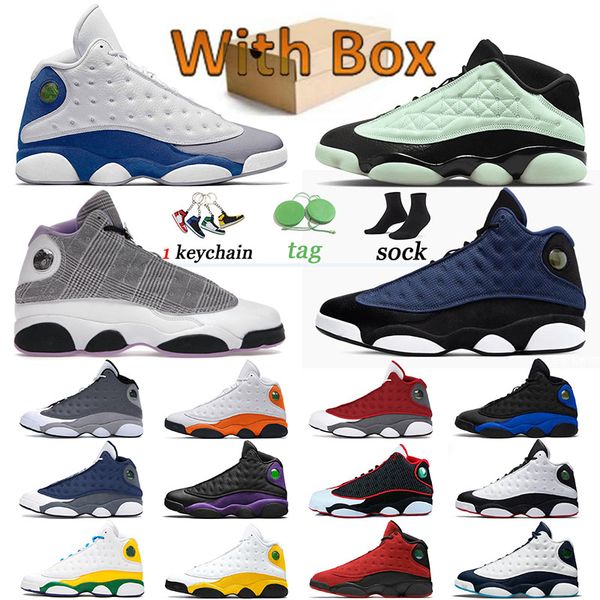 

13 13s jumpman basketball shoes brave blue hyper royal flint gold glitter houndstooth singles day reverse bred mens womens trainers sports s