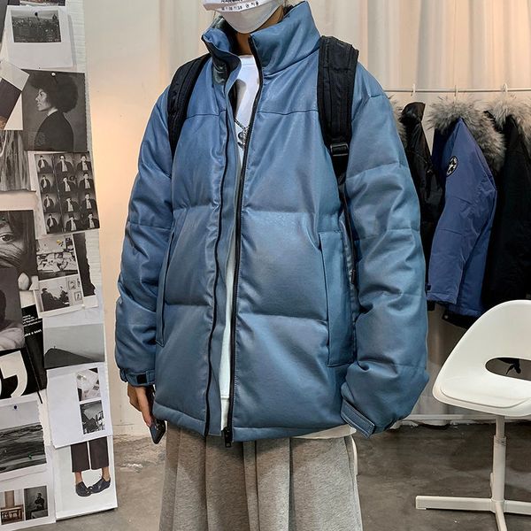 

2021 new winter men's snow jacket long-weight plutonium leather cotton-padded clothing loose jackets parkas m-4xl turtlenecks gedb, Black;brown