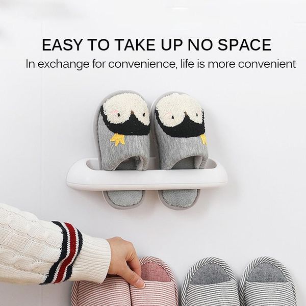 

hooks & rails 1pc slippers rack self adhesive punch-wall-mounted bedroom bathroom sneakers hanging home storage accessories