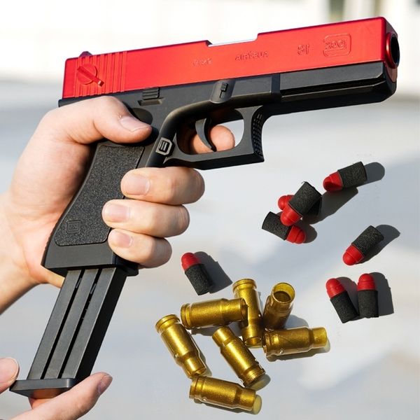 

toy hand small m1911 shell throwing manual loading glock eating chicken props fire can launch boy model, Blue