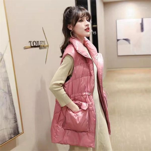 

women's down & parkas autumn winter duck vest women ladies casual waistcoat female sleeveless long jacket slim fit warm puffer coat, Black
