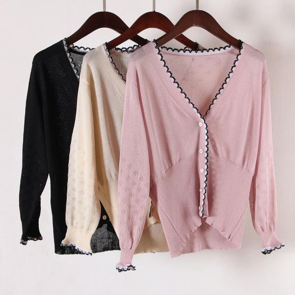 

women's blouses & shirts lace spliced hollow out casual prevent bask women solid color thin summer cotton linen v-neck petal three quar, White