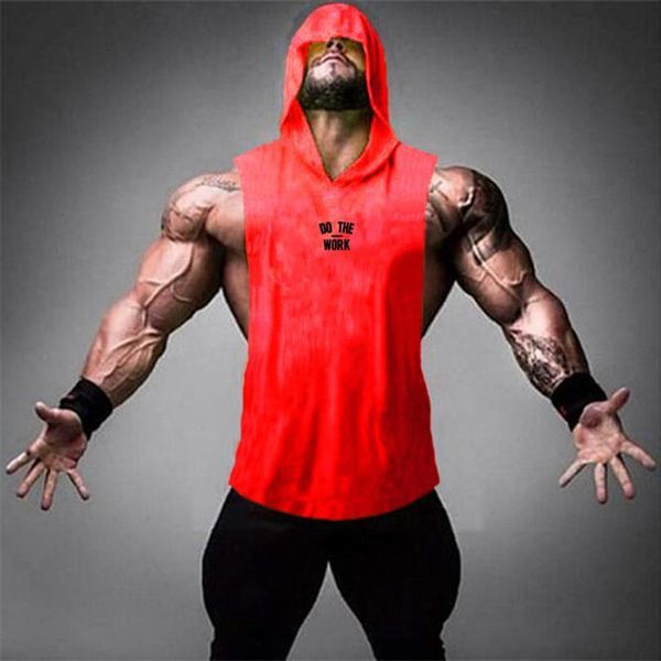

fitness sport singlet clothing bodybuilding mens brand fashion cotton sleeveless hooded shirts tank men workout vest, White;black