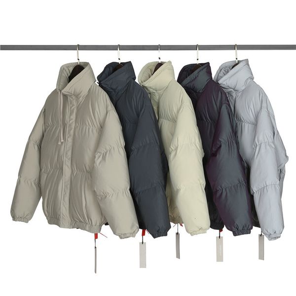 

2021 new reflective winter fog essentials down jacket women zipper stand collar bread coats outerwear clothes men clothing qbrs, Black