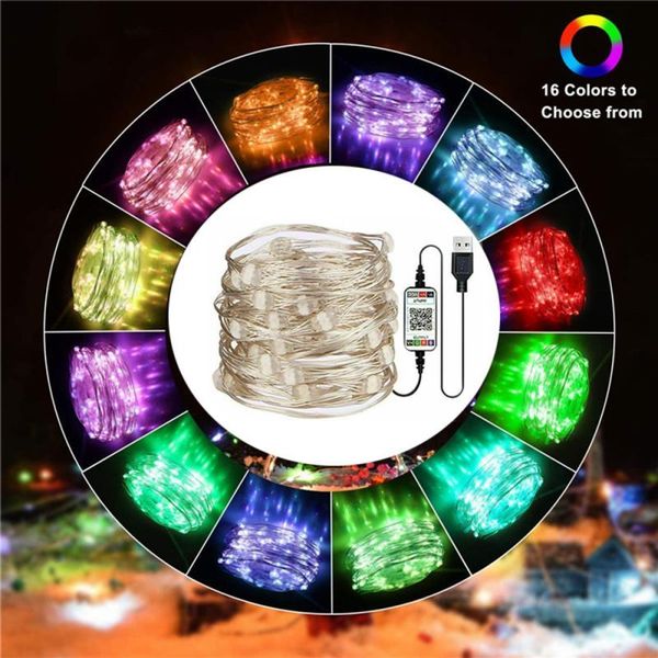 

smart automation modules 50/100/200led light app remote control lamp string lights for holiday christmas halloween party waterproof fairy ga